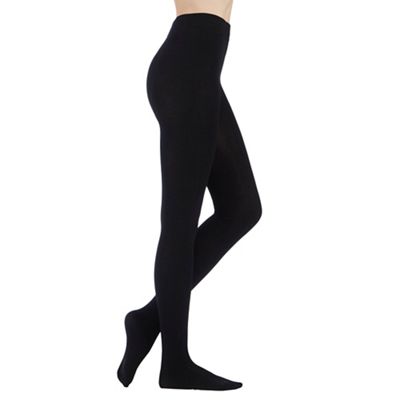 Black opaque soft and smooth thermal tights